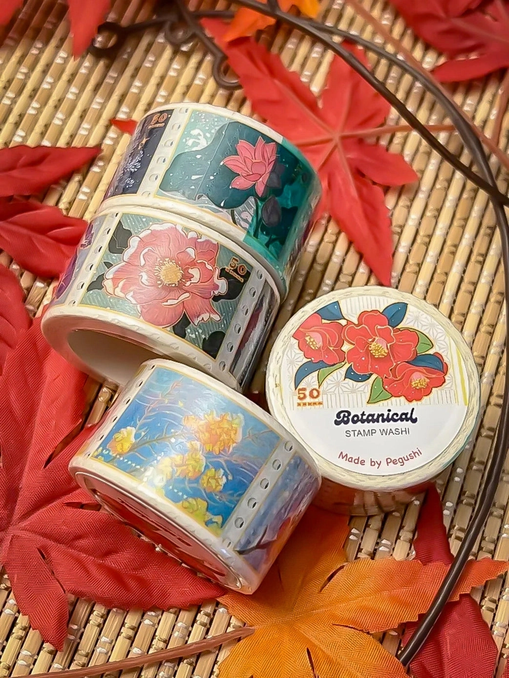 Pegushi Washi Tape - Botanical Stamp durable