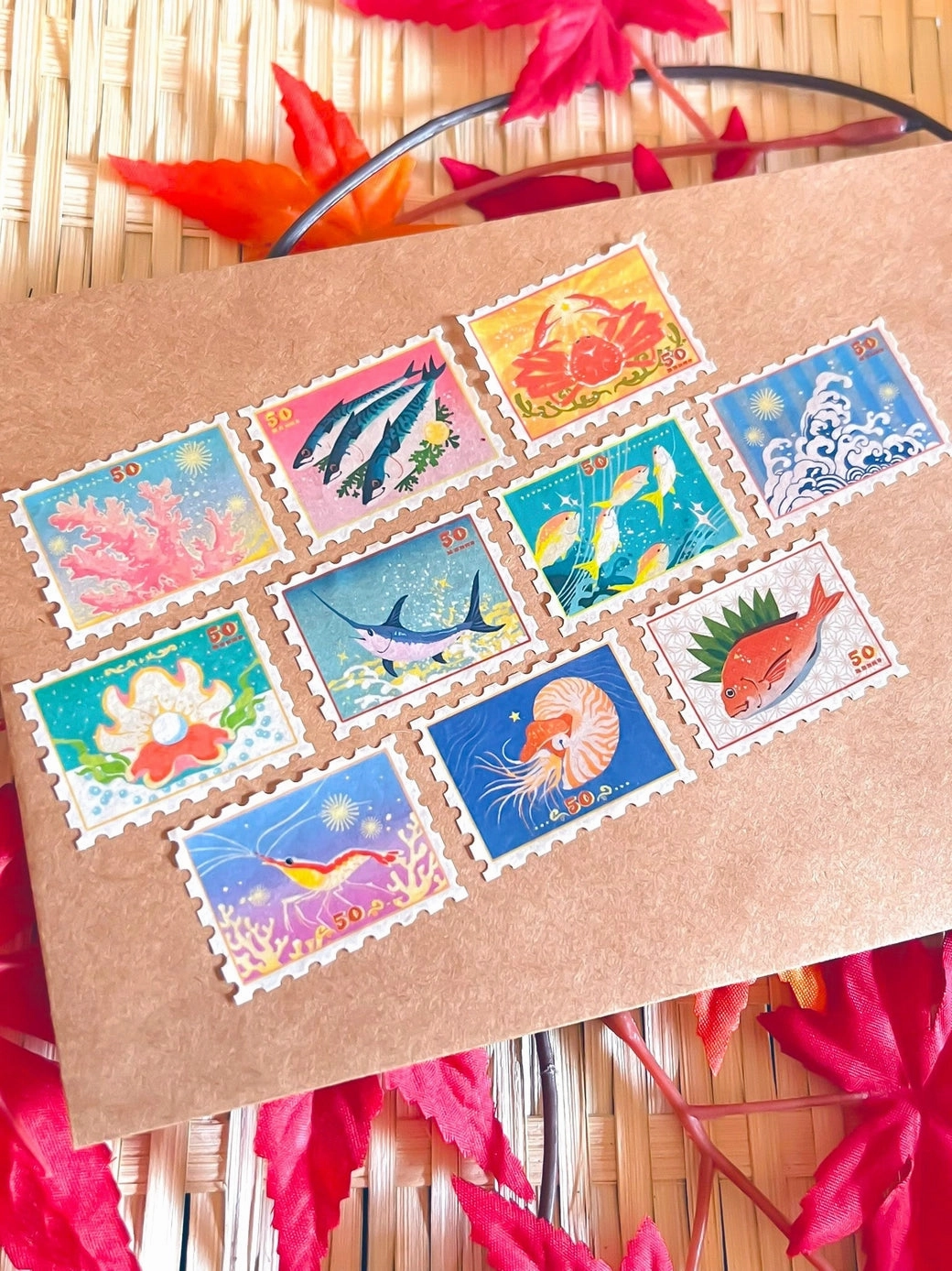 heatproof lasting Pegushi Washi Tape - Marine Stamp