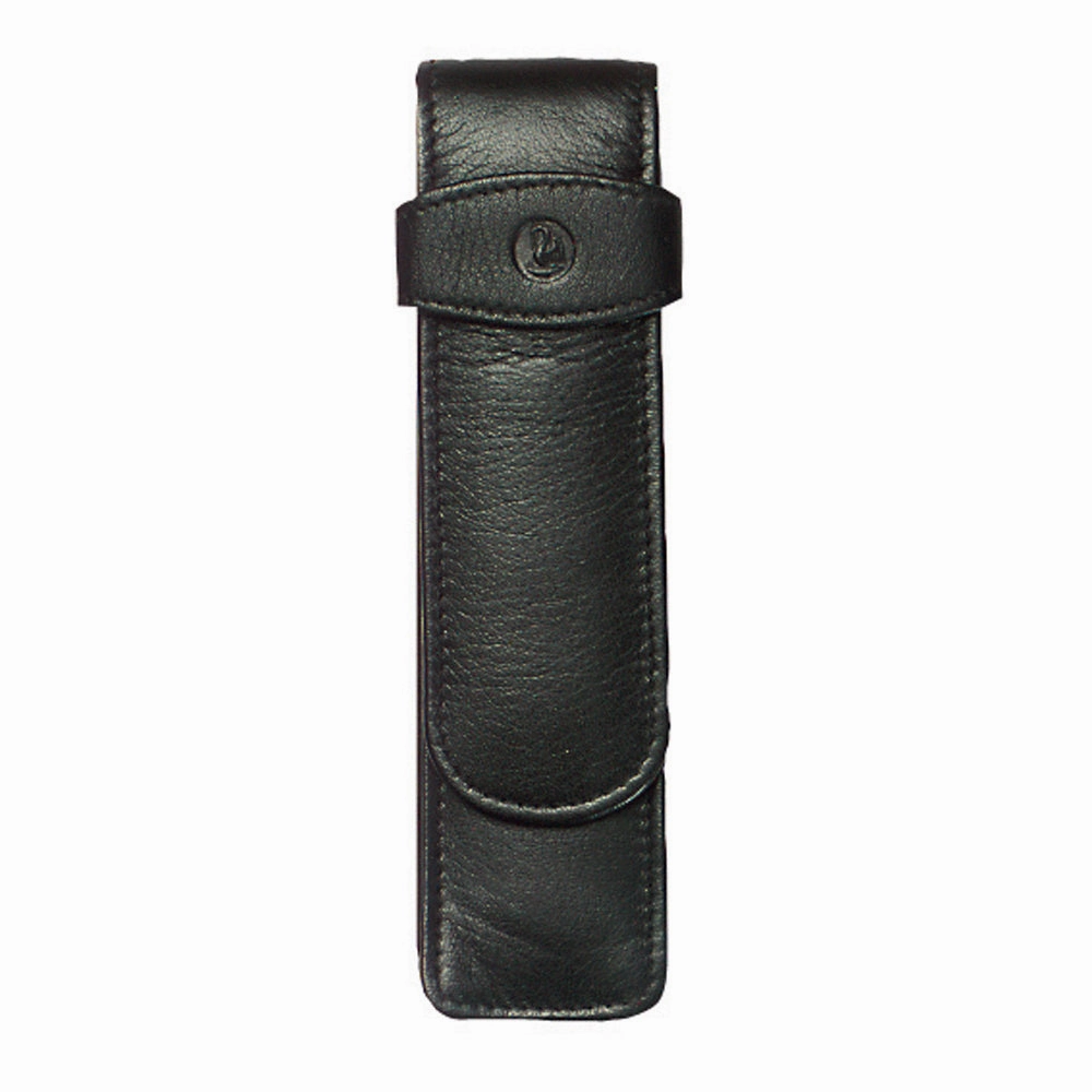 Pelikan Pen Case - Black Leather For 2 Pens eco metal