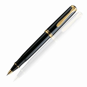 Pelikan Souveran 600 Black/Gold Rollerball Pen tall alloy