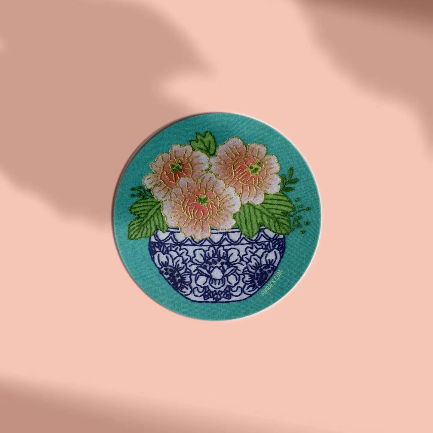 Peony 3" Vinyl Circle Sticker round narrow