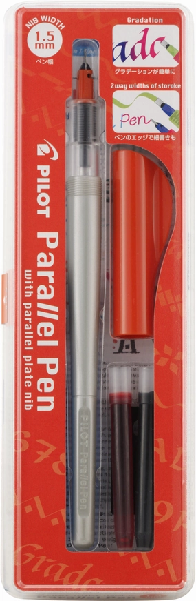 Pilot Parallel Red 1.5Mm Fountain Pen muted steel
