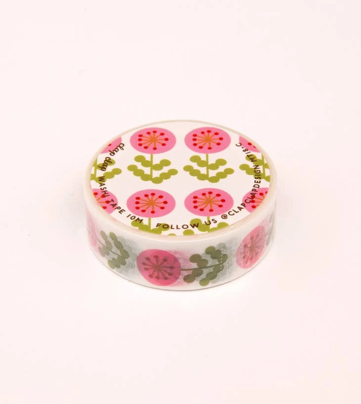 Pink Floral Washi Tape - White everyday