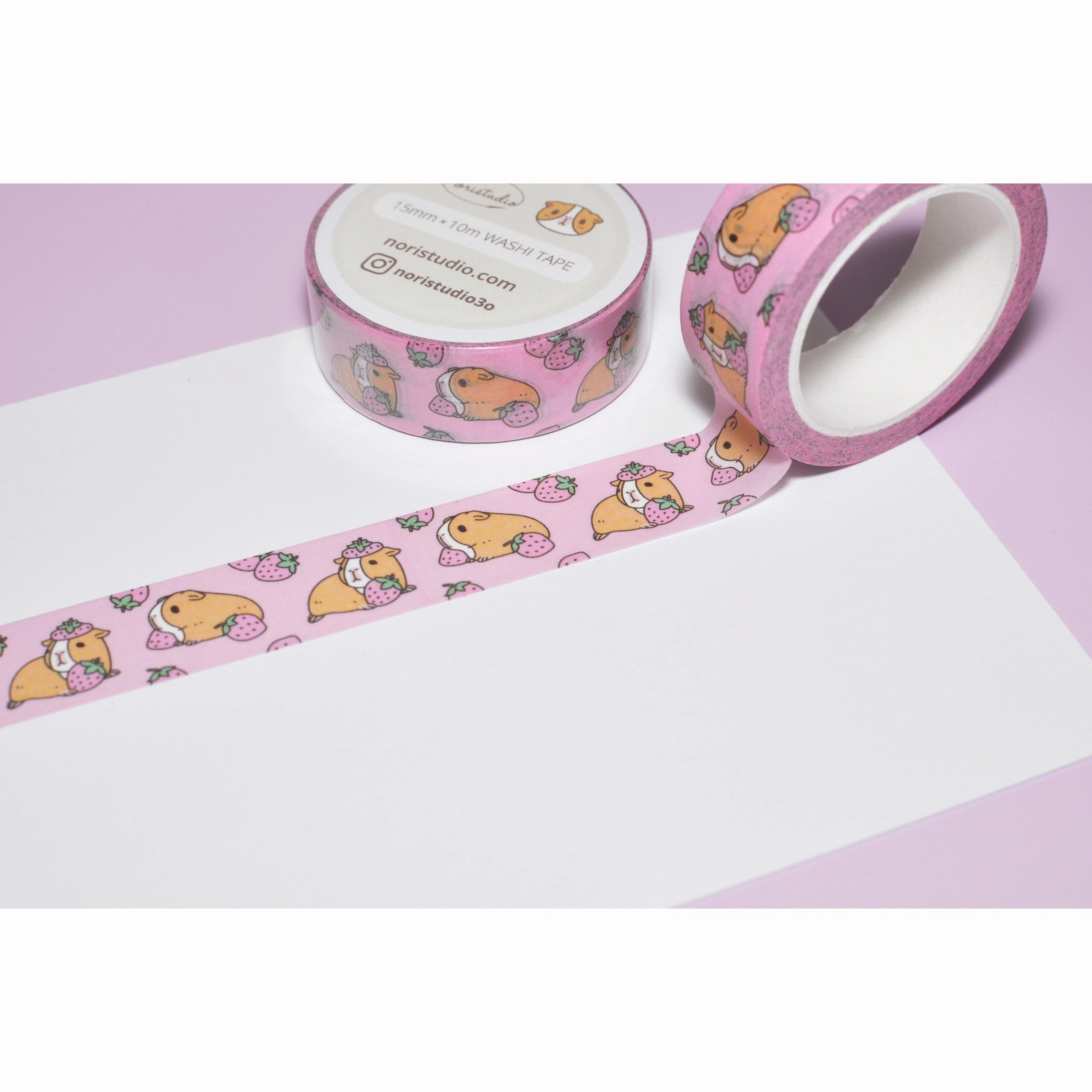collapsible classic Pink Strawberries And Guinea Pig Washi Tape