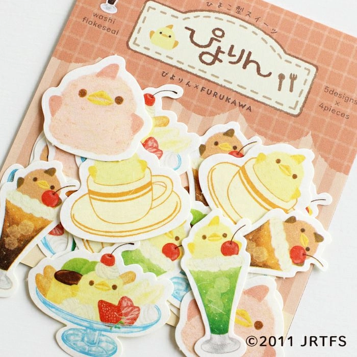 modern Piyorin Washi Flake Stickers - Cafe