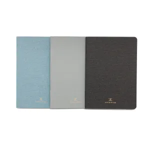 exclusive budget Appointed Mini Linen Jotters - Set Of 3, Grid/Blank