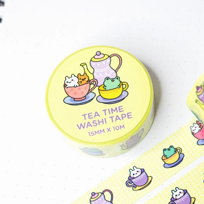 Bunny And Froggy Tea Time Washi Tape refillable