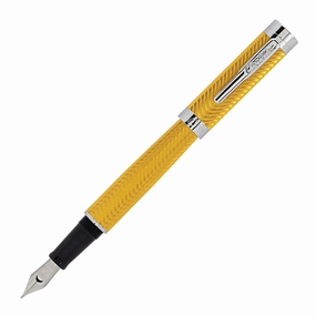 professional bright Conklin Herringbone Signature Yellow Fountain Pen