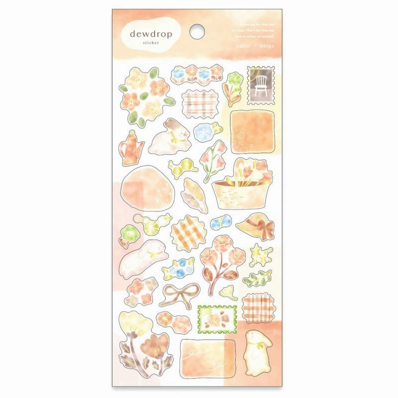 wooden Dewdrop Sticker Sheet - Beige