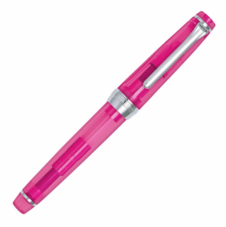 Sailor Pro Gear Slim Transparent Pink & Silver Fountain Pen fiber limited