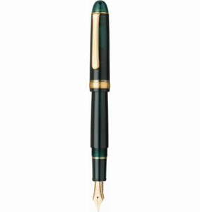 Platinum #3776 Century Laurel Green With Gold Trim #41 Fountain Pen bamboo washable