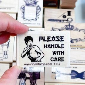 Please Handle With Care Rubber Stamp handy