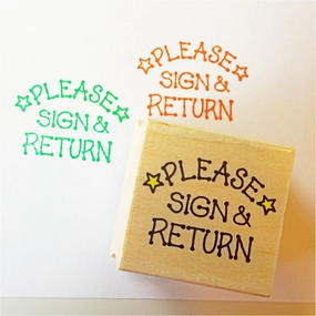 alloy Please Sign And Return Stars Rubber Stamp