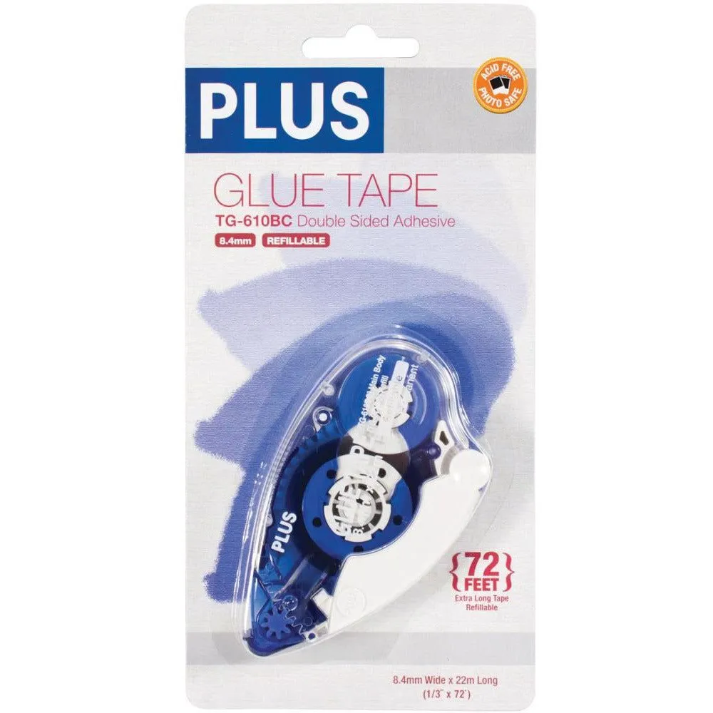 Plus Glue Tape Dispenser .33"X72' Blue Tg-610Bc foldable set