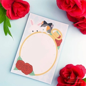 compact rugged Pocket Watch Cat And Bunny Notepad