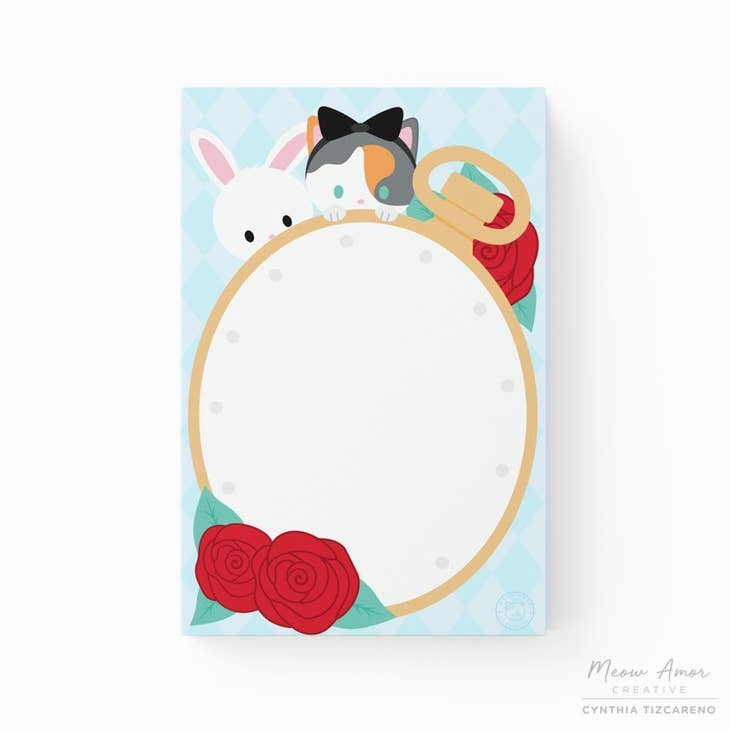 Pocket Watch Cat And Bunny Notepad shiny lightweight