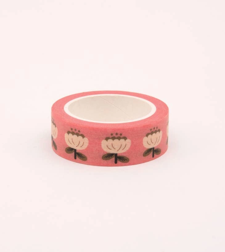 seasonal Poppy Floral Washi Tape - Pink