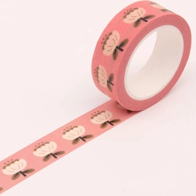 Poppy Floral Washi Tape - Pink rubber