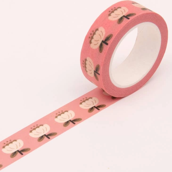 Poppy Floral Washi Tape - Pink rubber