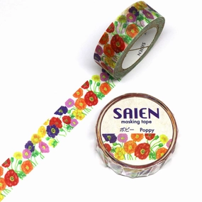 Poppy Flower Japanese Washi Tape Saien shockproof