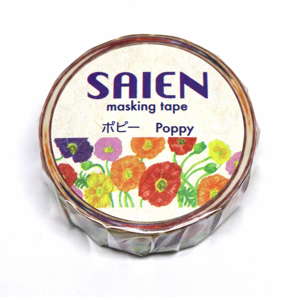 Poppy Flower Japanese Washi Tape Saien lasting
