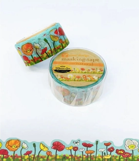 bright Poppy Flower Washi Tape Round Top Yano Design