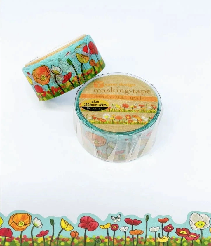 bright Poppy Flower Washi Tape Round Top Yano Design