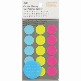 round Stalogy Circular Masking Tape Patches 20Mm - Shuffle Neon