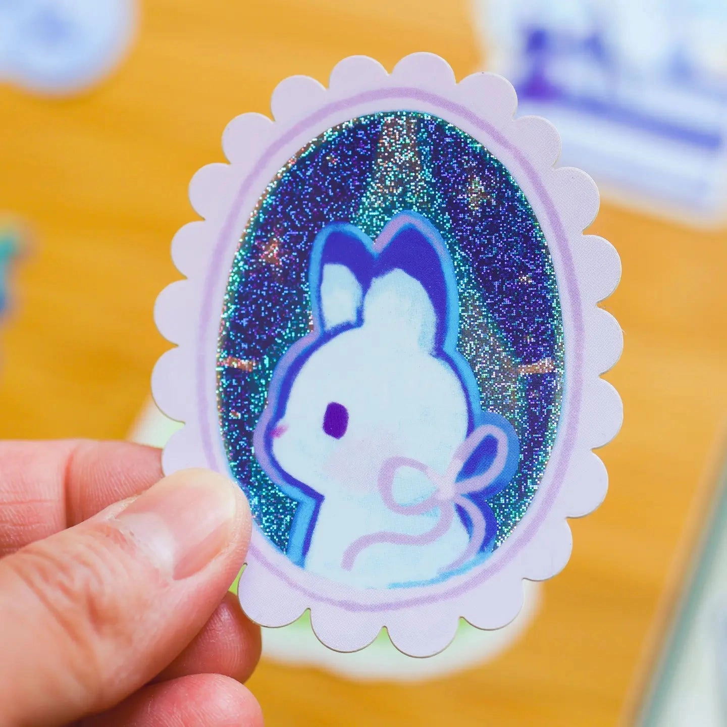 Portrait Of A Rabbit Vinyl Sticker washable