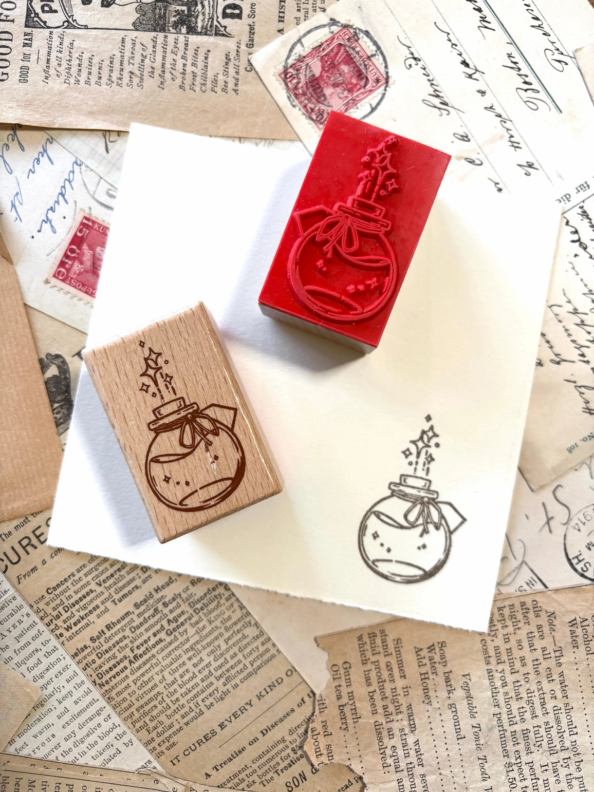 Potion Ink Bottle Rubber Stamp leather