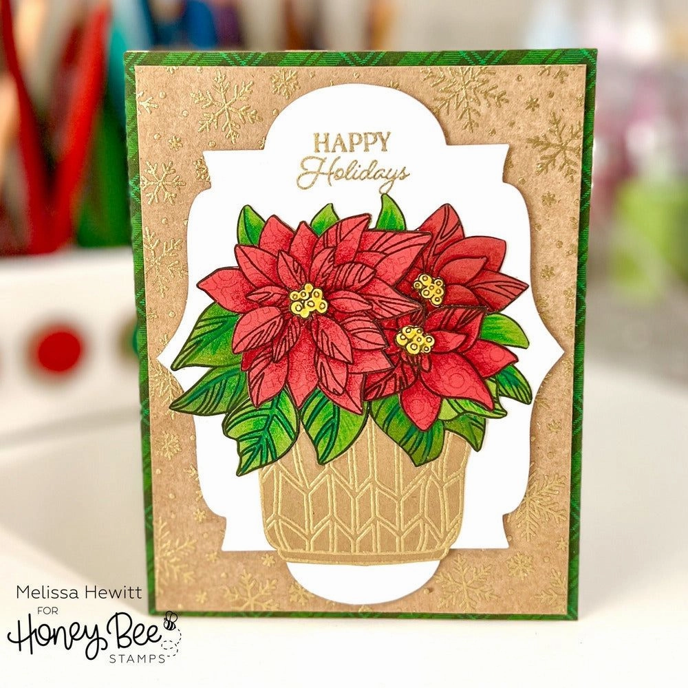 paper exclusive Potted Poinsettias - 6X8 Stamp Set
