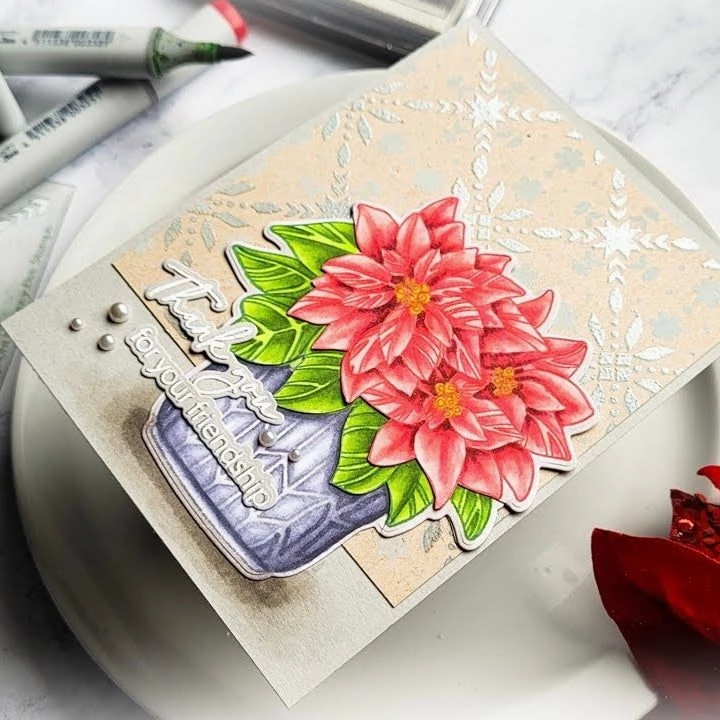 pack ceramic Potted Poinsettias - 6X8 Stamp Set