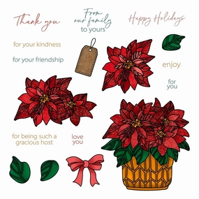 thin resin Potted Poinsettias - 6X8 Stamp Set