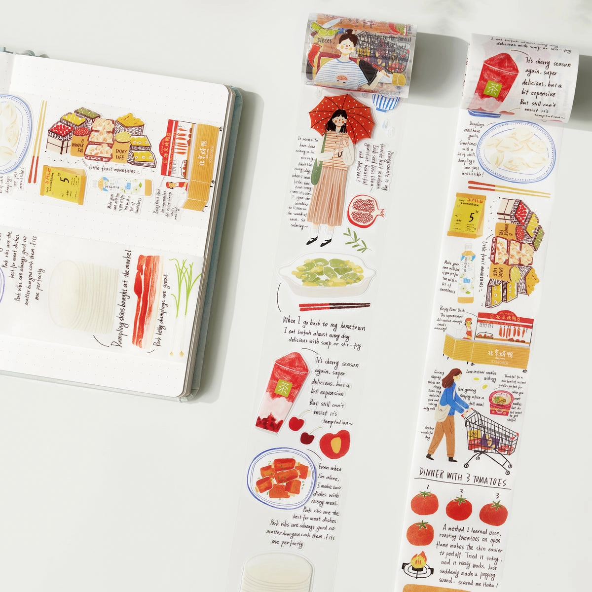 Pre-Cut Dinner Time Wide Washi / Pet Tape trendy