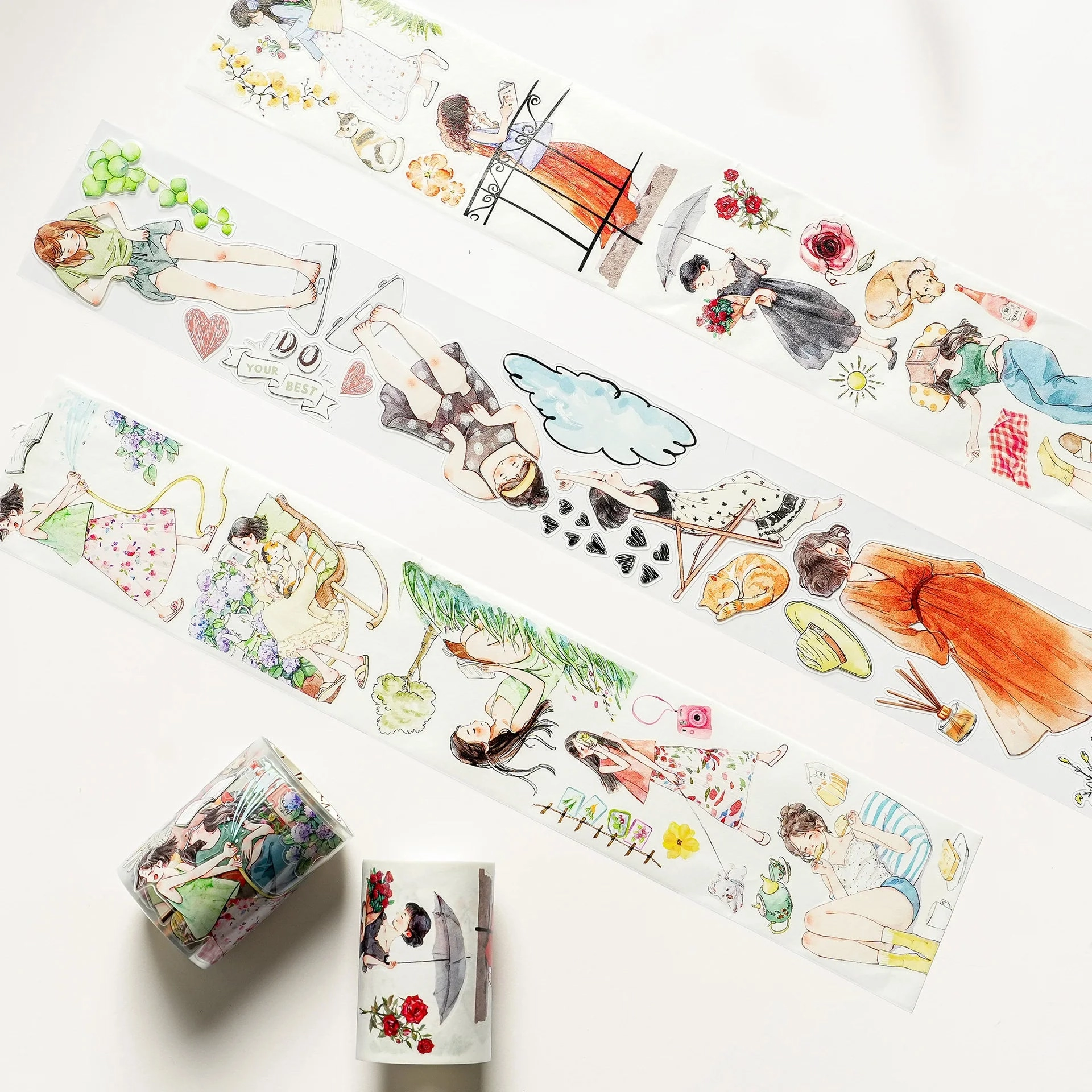 stackable pastel Pre-Cut Leisurely Days Wide Washi / Pet Tape