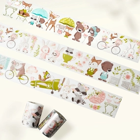 manual boxed Pre-Cut Woodland Pals Washi/Pet Tape