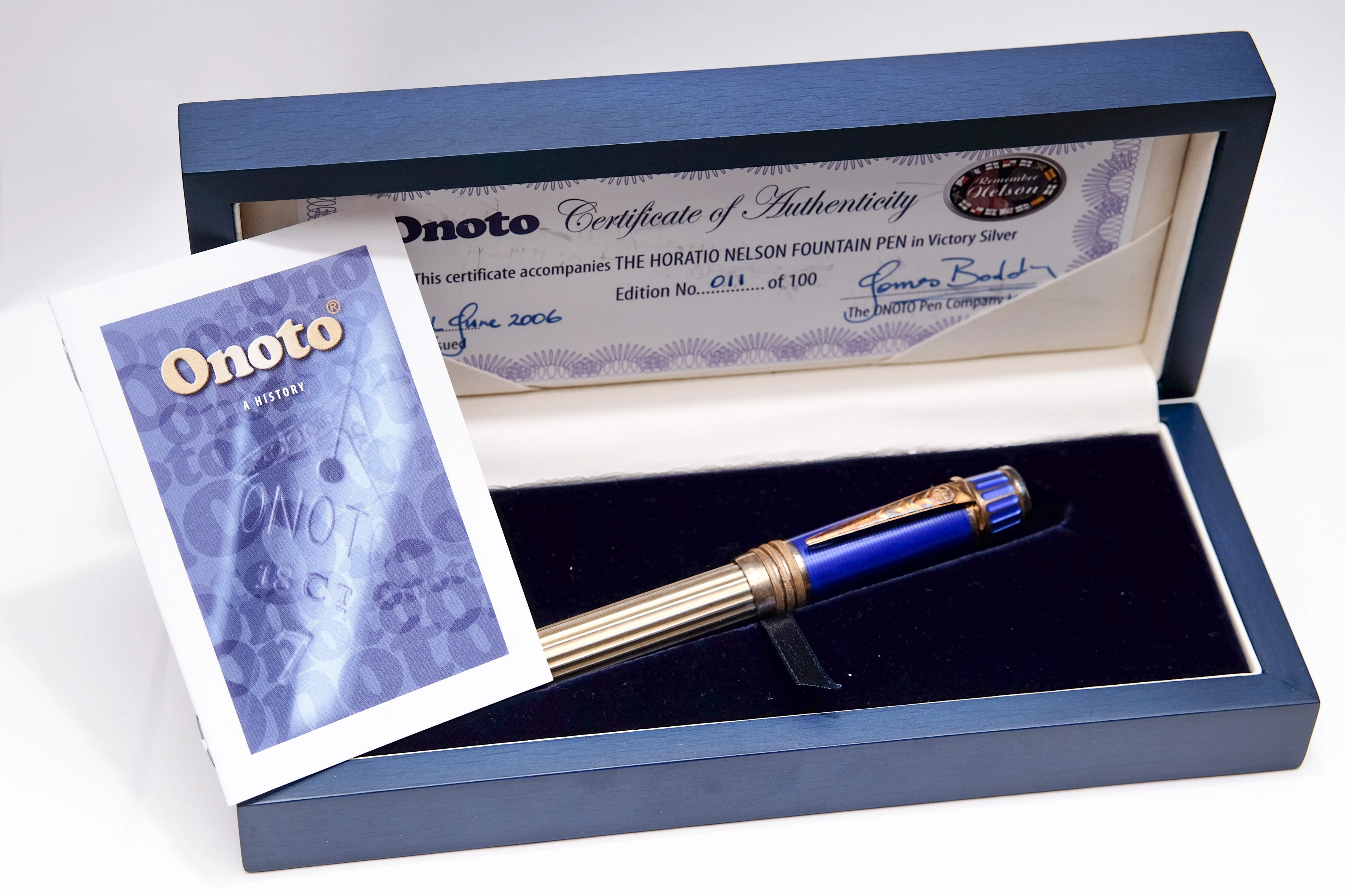Pre-Owned Onoto Horatio Nelson In Victory Silver Fountain Pen glass bulk