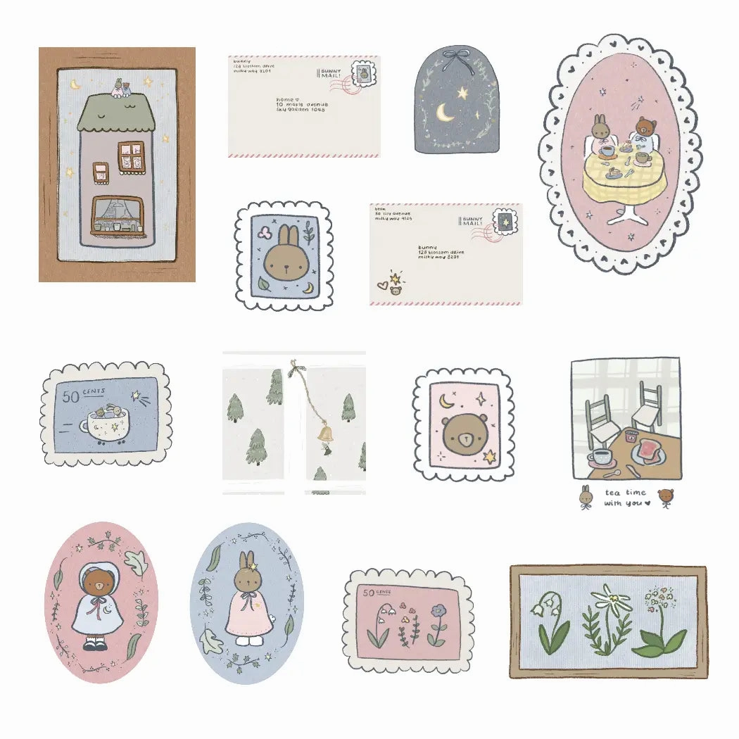 gift Bunny And Bear Sticker Sheet