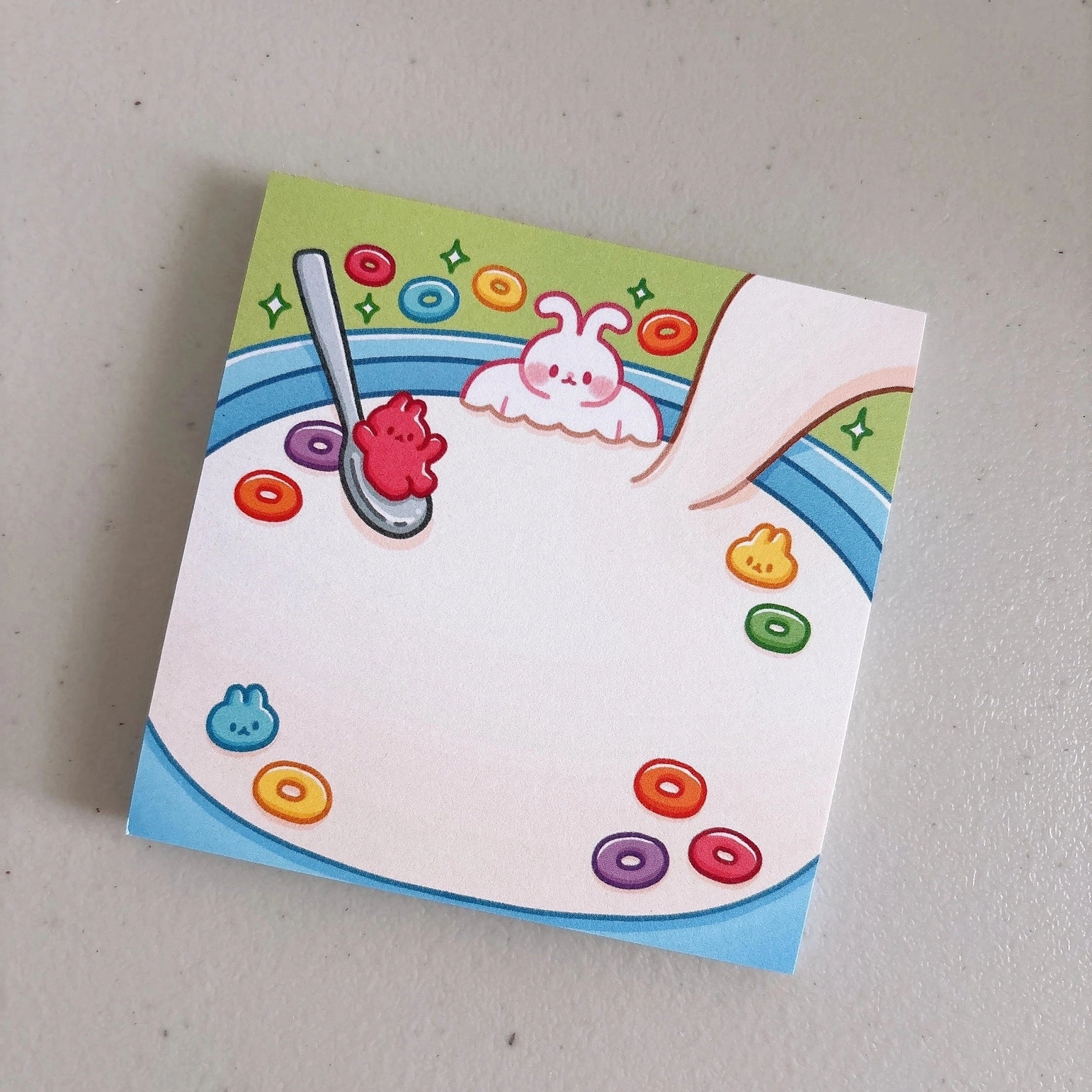 classic slim Cereal Bowl Bunny Square Memo Pad
