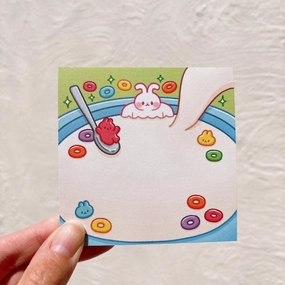 Cereal Bowl Bunny Square Memo Pad modern