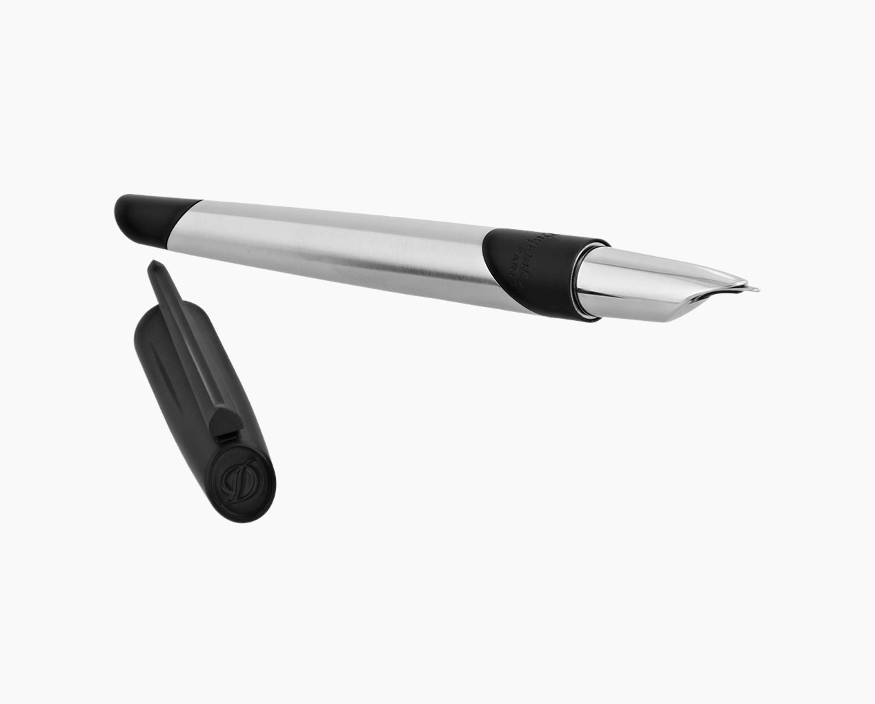 bestselling St Dupont Defi Millenium Brushed Chrome & Matte Black Trim Fountain Pen