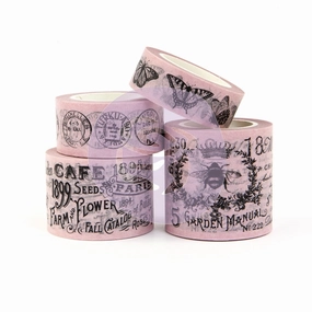 bold Ptj Vintage Decorative Tape Blush 4/Pkg Prima Traveler'S Journal