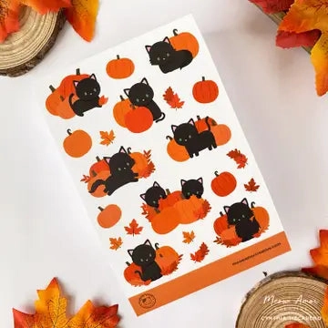 sealed Pumpkin Patch Cats Vinyl Sticker Sheet