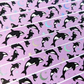 linen Purple Orcas Washi Tape