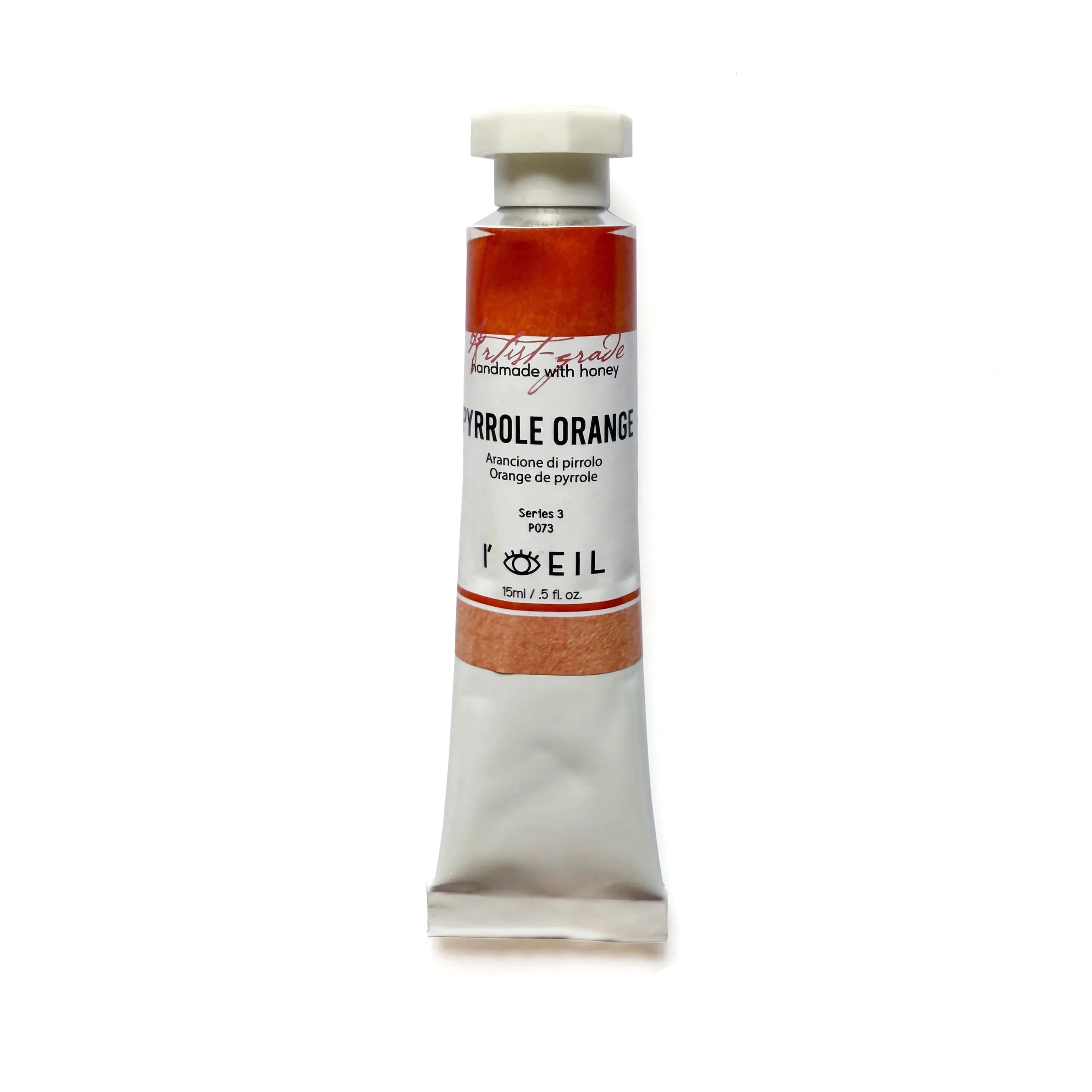 Pyrrole Orange Po73 - Artist Grade Handmade Honey Based Watercolor Tube 15Ml flat quickdry