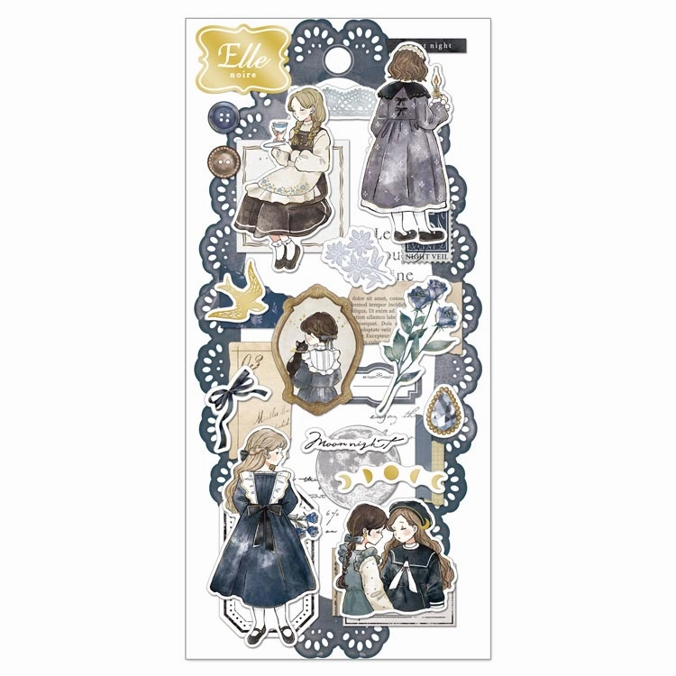 Q-Lia Ella Noire Navy Sticker Sheet everyday