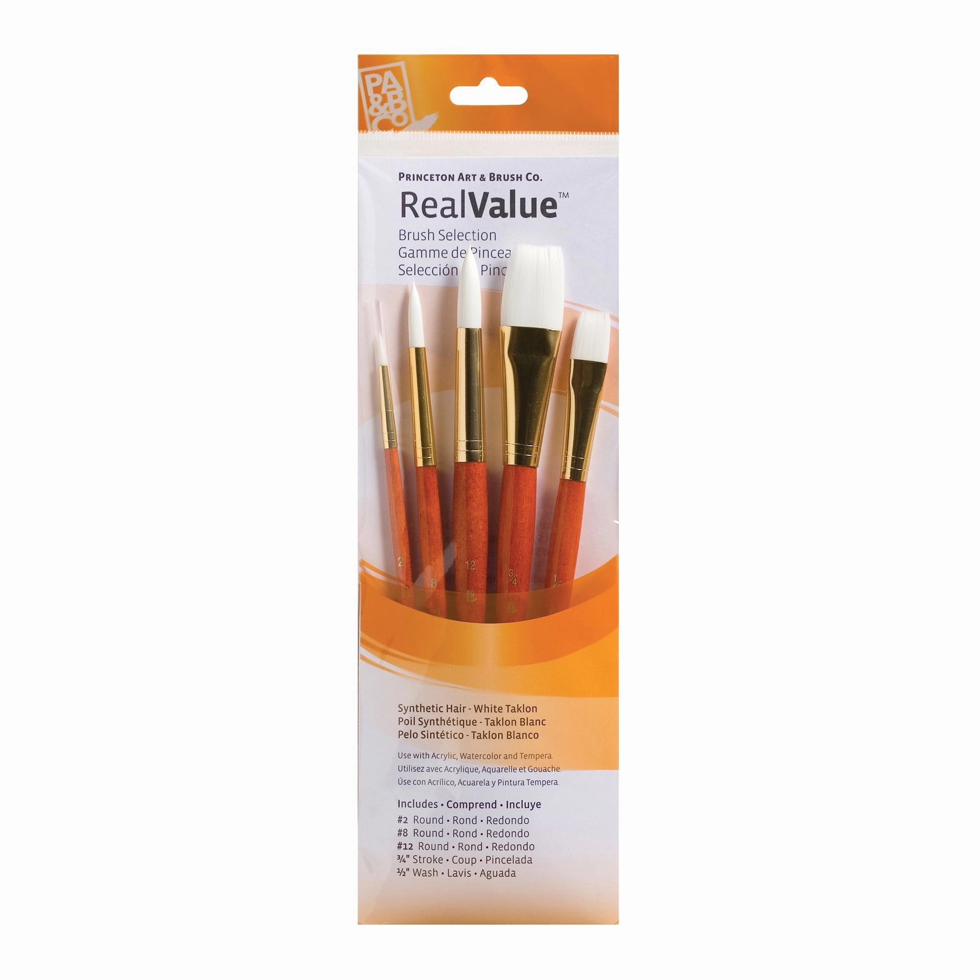 5-Piece Synthetic White Taklon Brush Set - 9152 modern