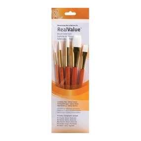 5-Piece Synthetic White Taklon Brush Set - 9152 modern
