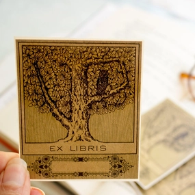 automatic warm Owl In Tree Bookplate Sticker