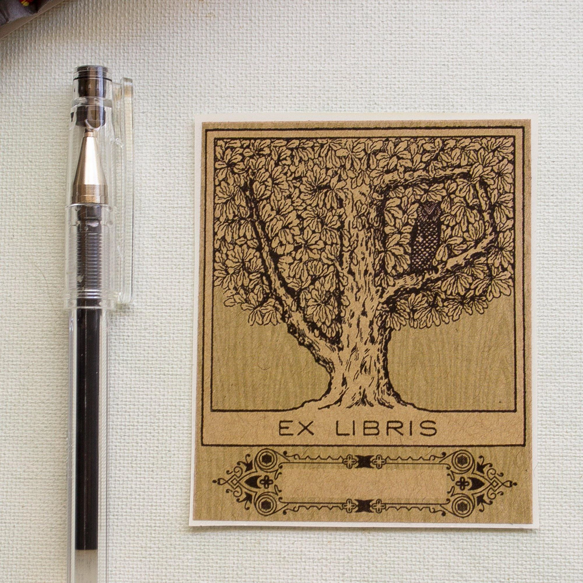 professional Owl In Tree Bookplate Sticker